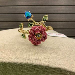 Betsey Johnson NWT Rose Branch Hinged Cuff Bracelet